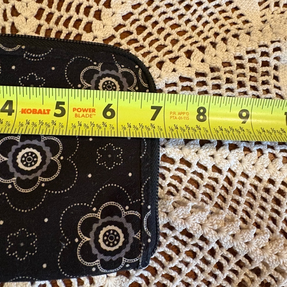 Thirty-One brand wristlet, in the "Onyx Blossom" pattern. - Picture 9 of 11